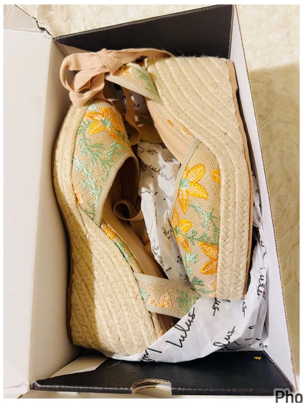 LULU’s Embroidered Espadrille Wedge Sandals 8 NIB